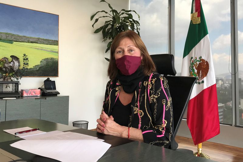 FILE PHOTO: Mexican Economy Minister Tatiana Clouthier gestures during an interview with Reuters in Mexico City