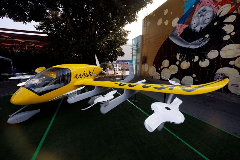 FILE PHOTO: Wisk aircraft shown at CoMotion LA  conference in Los Angeles