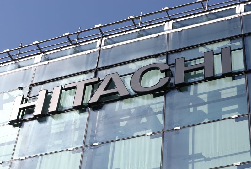FILE PHOTO: Logo of Hitachi is seen in Zurich