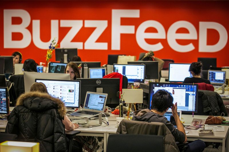 FILE PHOTO: Buzzfeed employees work at the company's headquarters in New York