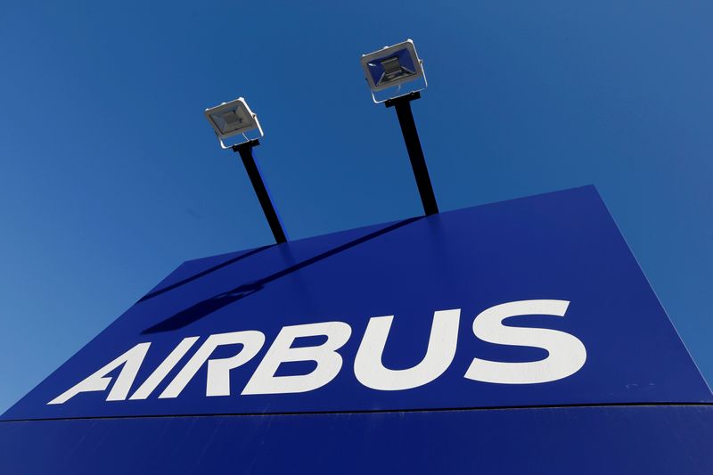 FILE PHOTO: The Airbus logo pictured at the company's headquarters in Blagnac near Toulouse