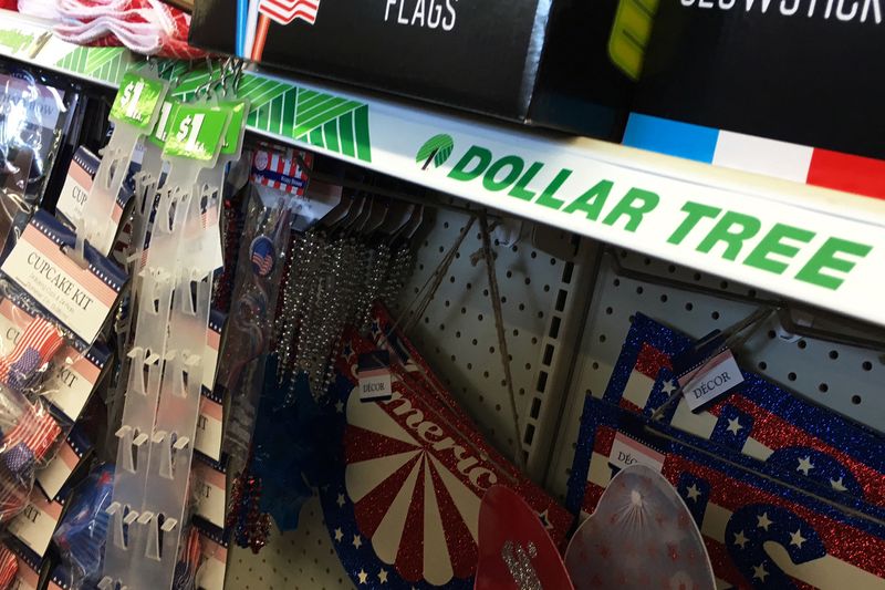 Products are seen on display at a Dollar Tree discount store in Garden City, New York