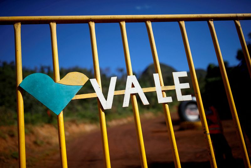 FILE PHOTO: A logo of the Brazilian mining company Vale SA is seen in Brumadinho