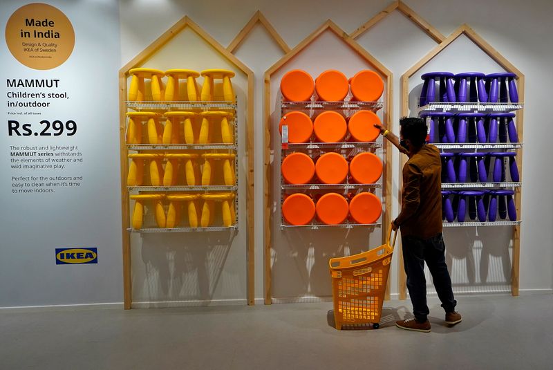A man shops inside IKEA's first city store in Mumbai