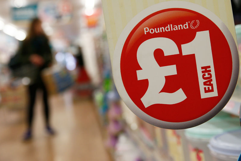 FILE PHOTO: A sign is seen in a Poundland store in London