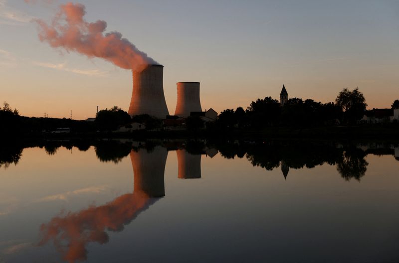 FILE PHOTO: Steam rises from a cooling tower of the Electricite de France (EDF) nuclear power station in Civaux