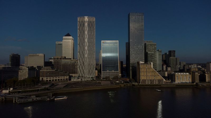 A general view of the Canary Wharf financial district in London