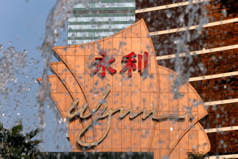 FILE PHOTO: Logo of Wynn Macau is displayed in Macau