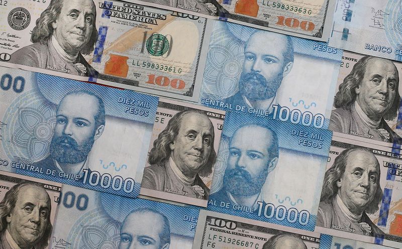 IMAGEN DE ARCHIVO. Una ilustración de billetes de 100 dólares y de 10.000 pesos chilenos
