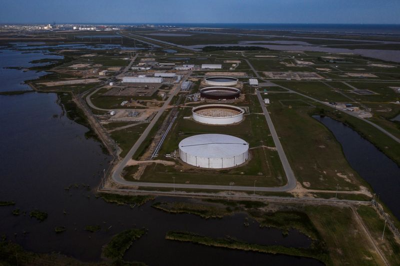 FILE PHOTO: The Bryan Mound Strategic Petroleum Reserve is seen in an aerial photograph over Freeport, Texas