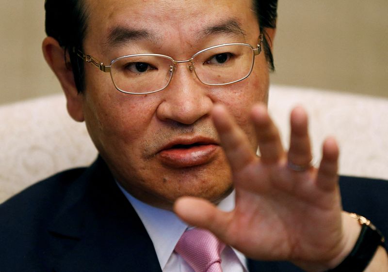 FILE PHOTO: Nakata, new President and CEO of Japan's second-largest brokerage Daiwa Securities Group Inc, speaks during an interview with Reuters at the company's headquarters in Tokyo