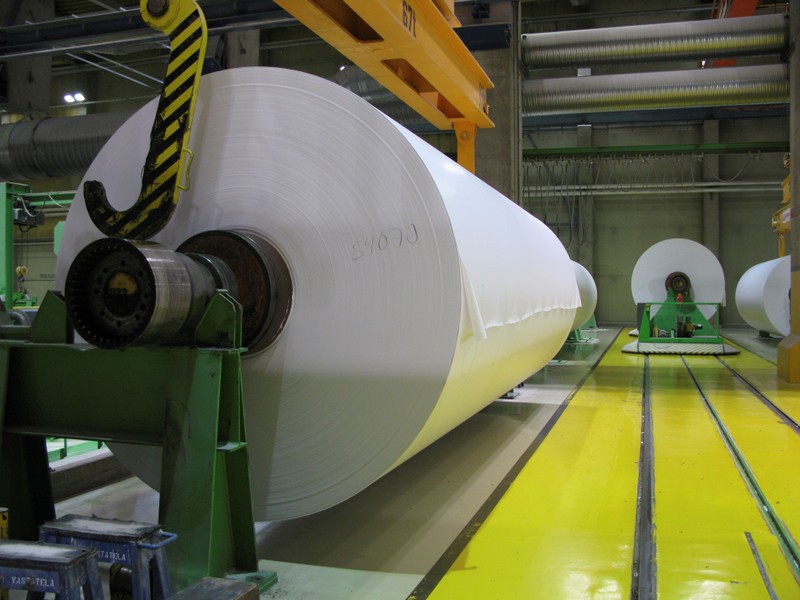 FILE PHOTO: Magazine paper rolls are seen at UPM-Kymmene’s paper mill in Kaukas, Lappeenranta, Finland