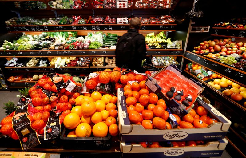 FILE PHOTO: Full shelves with fruits are pictured in a supermarket during the spread of the coronavirus disease (COVID-19) in Berlin