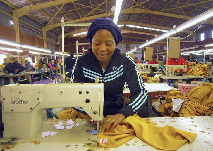 Woman works at clothing factory at the industrial town of Newcastle