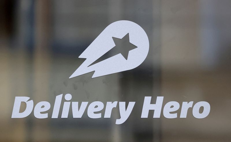 FILE PHOTO: The Delivery Hero's logo is pictured at its headquarters in Berlin