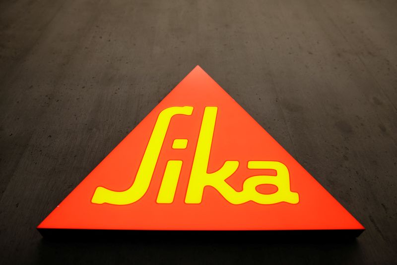 Logo of Swiss chemicals group Sika is seen inside the headquarters, in Zurich