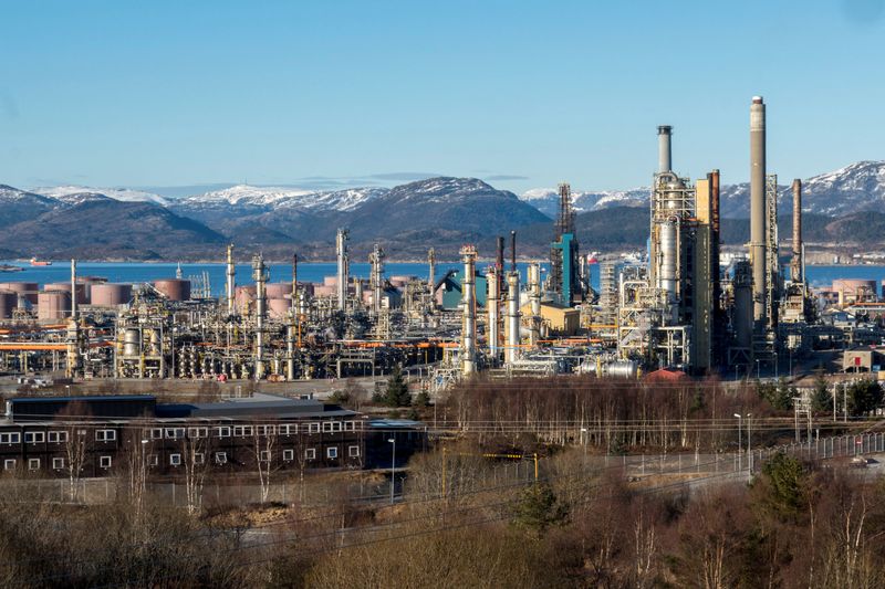 A general view of the oil refinery in Mongstad