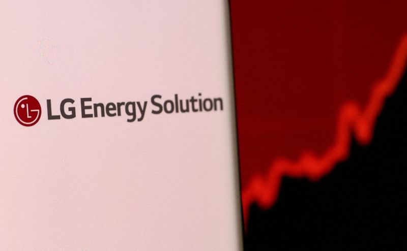 FILE PHOTO: Illustration shows smartphone with LG Energy Solution's logo displayed