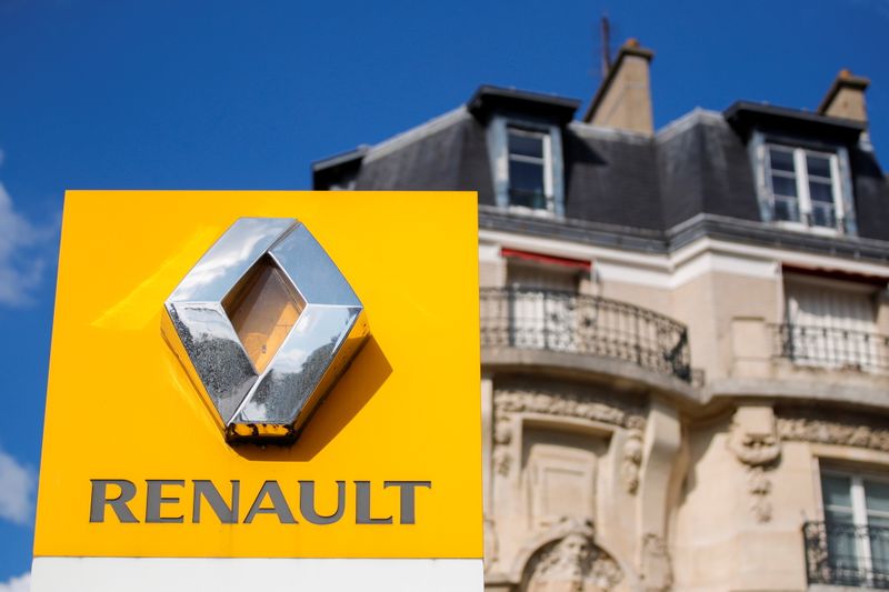 FILE PHOTO: A logo of Renault carmaker is seen in Paris