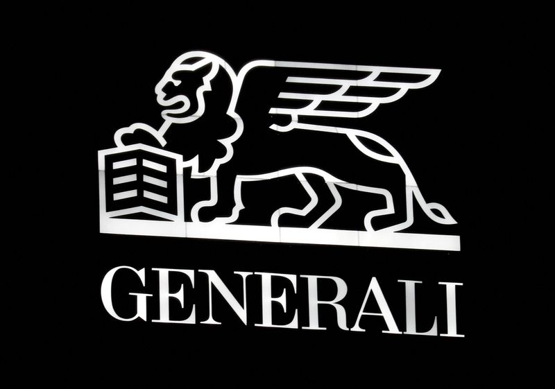Il logo Generali presso la sede centrale a Milano