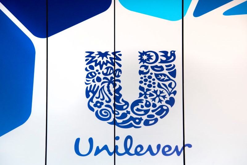 FILE PHOTO: FILE PHOTO: The logo of Unilever is seen at the headquarters in Rotterdam
