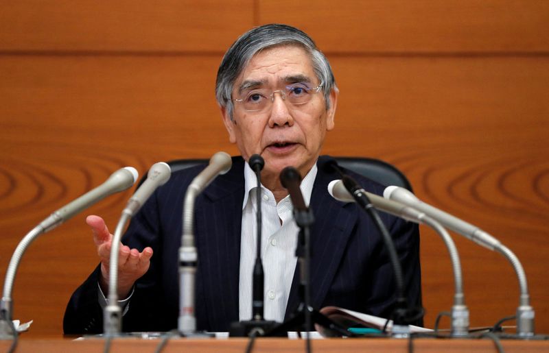 BOJ Governor Kuroda speaks during a news conference at the BOJ headquarters in Tokyo