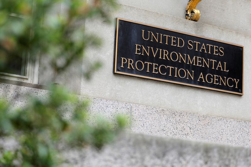 FILE PHOTO: Signage is seen at the headquarters of the United States Environmental Protection Agency (EPA) in Washington, D.C.