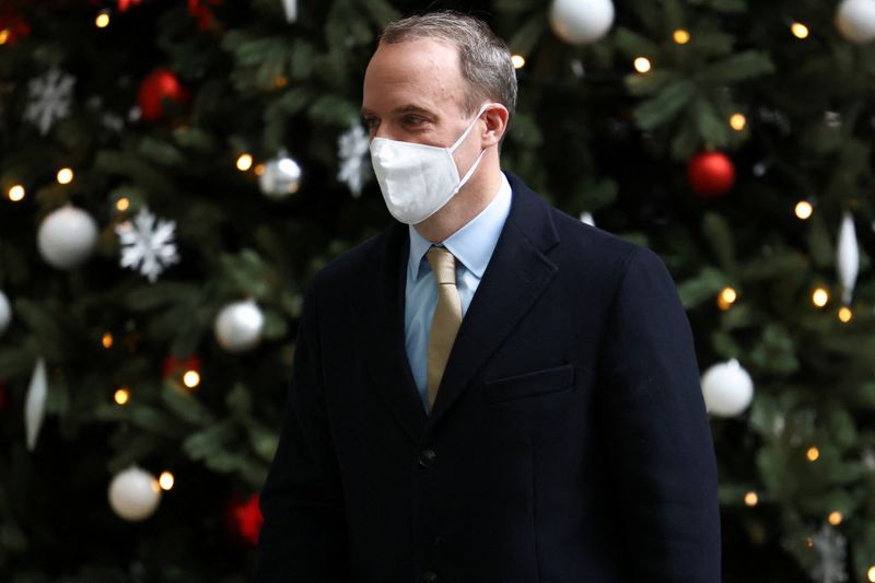 FILE PHOTO: Britain's Justice Secretary Raab arrives at the BBC in London
