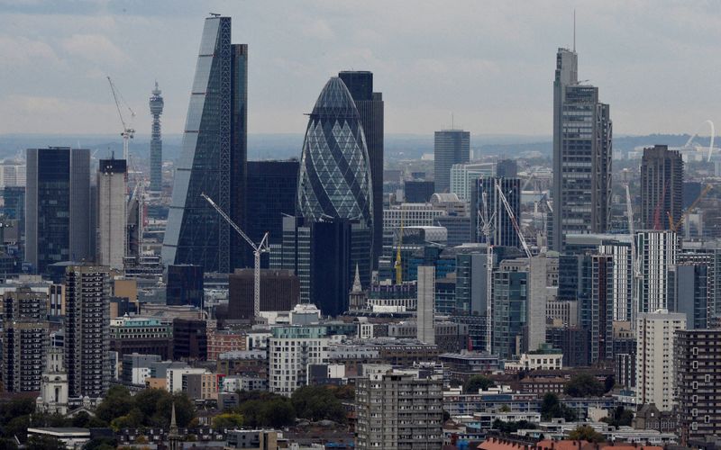 FILE PHOTO: A general view is seen of the London skyline from Canary Wharf in London