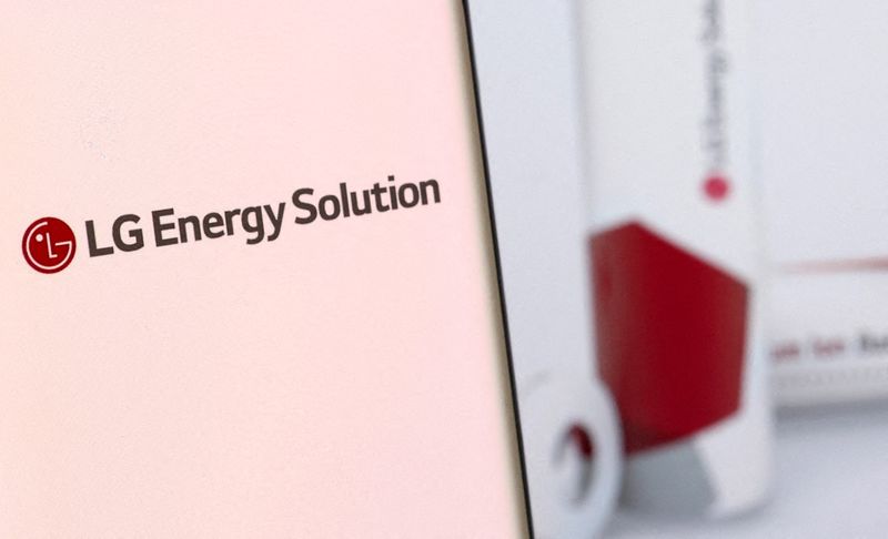FILE PHOTO: Illustration shows smartphone with LG Energy Solution's logo
