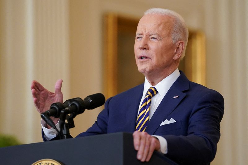 El presidente de Estados Unidos, Joe Biden, en una conferencia de prensa formal en la Sala Este de la Casa Blanca, en Washington