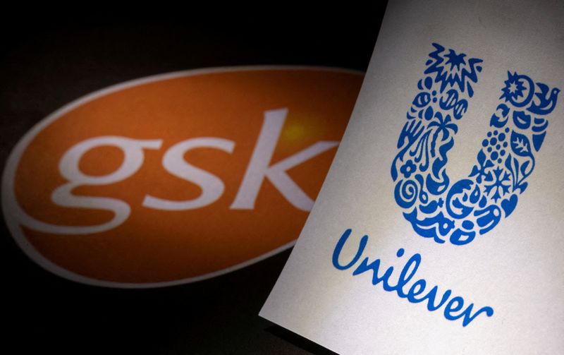 FILE PHOTO: Illustration of Unilever and GSK logo