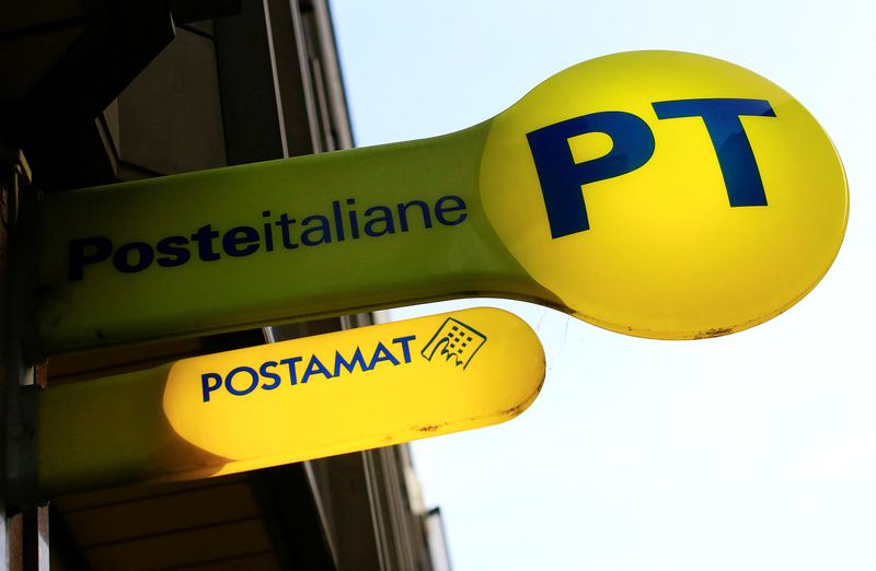 The logo of Poste Italiane is seen in Rome