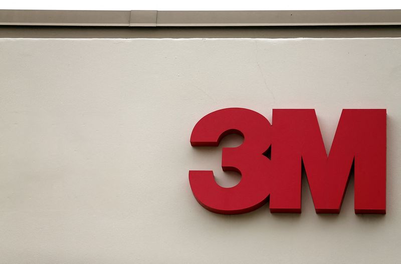 FILE PHOTO: The logo of Down Jones Industrial Average stock market index listed company 3M