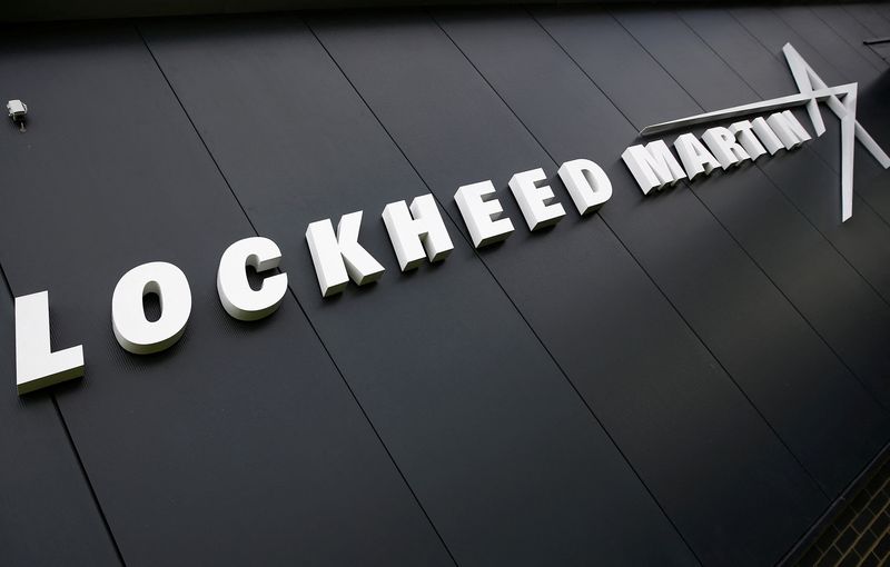 A sign at the new Lockheed Martin Manufacturing Centre of Excellence is seen at the company's headquarters in Ampthill near Bedford