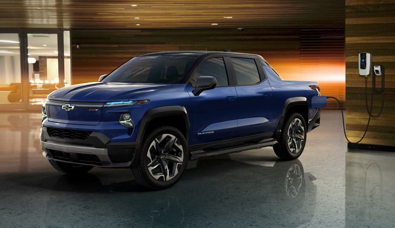 FILE PHOTO: General Motors' electric Chevrolet Silverado pickup truck planned to launch in 2023