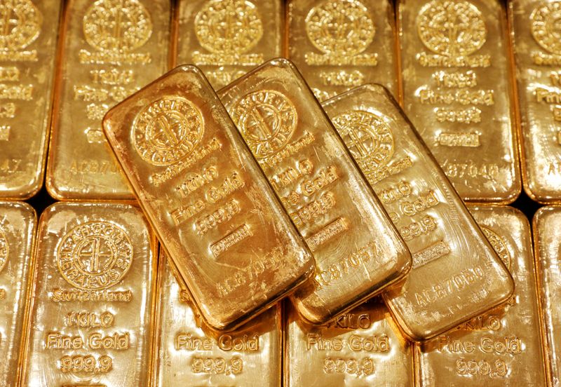 FILE PHOTO: Gold bullion is displayed at GoldSilver Central's office in Singapore