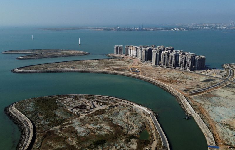 FILE PHOTO: Buildings developed by China Evergrande Group on the manmade Ocean Flower Island in Danzhou