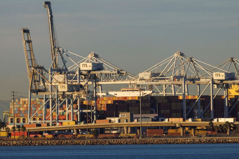FILE PHOTO: Container trucks , ships and cranes are shown at the Port of Long Beach. California