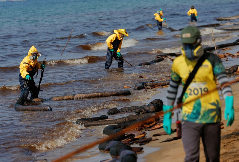 Oil spills in eastern coast of Thailand