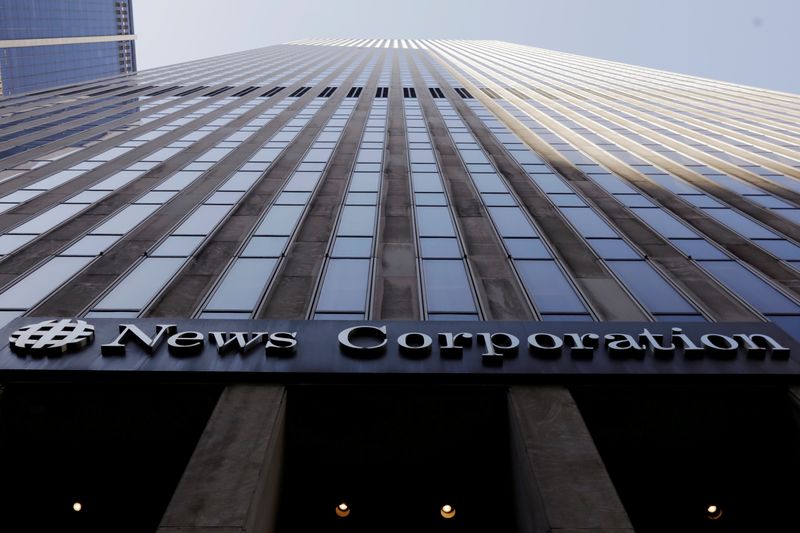 FILE PHOTO: The News Corporation logo is displayed on the side of a building in midtown Manhattan in New York