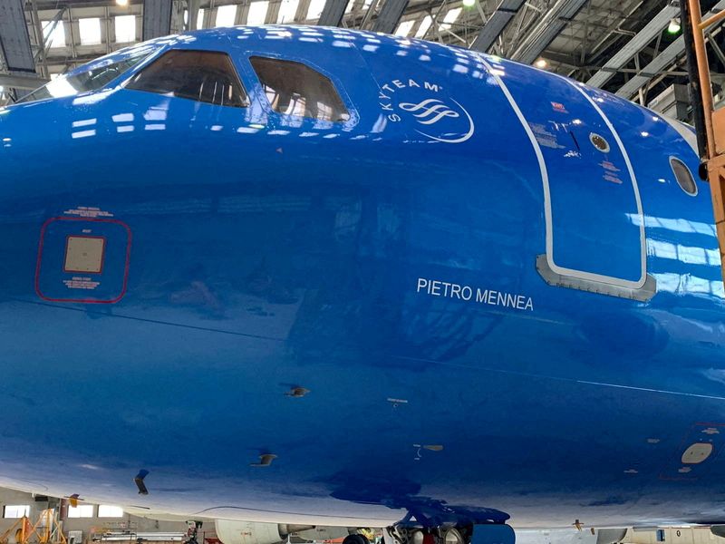 FILE PHOTO: The new blue livery of the ITA's planes