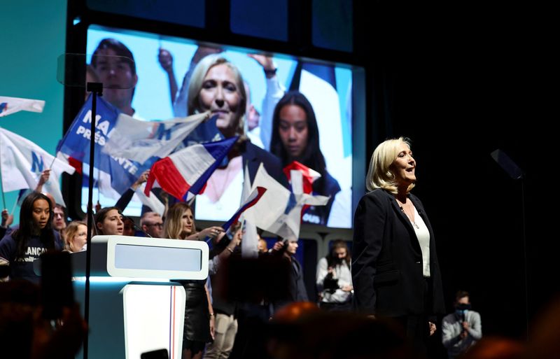 FILE PHOTO: Far-right candidate Le Pen holds major campaign rally in Reims