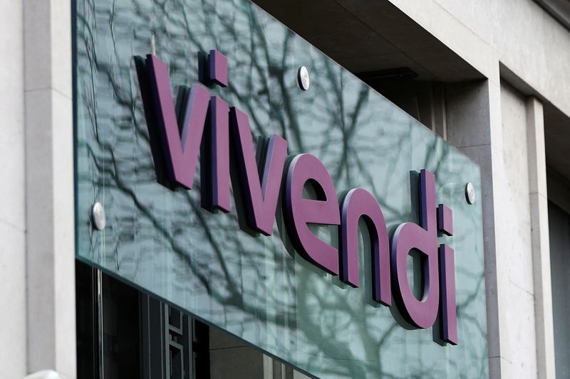 Le logo du géant français des médias Vivendi à Paris