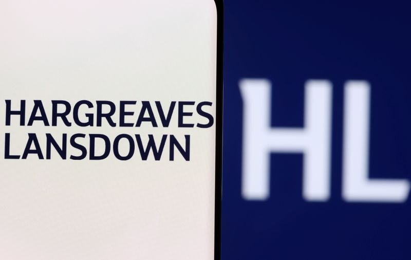 Illustration shows a smartphone with displayed Hargreaves Lansdown logo