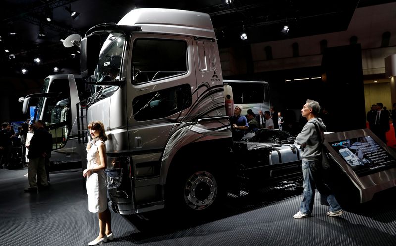 FILE PHOTO: Daimler AG's FUSO Super Great truck is pictured at the 45th Tokyo Motor Show in Tokyo