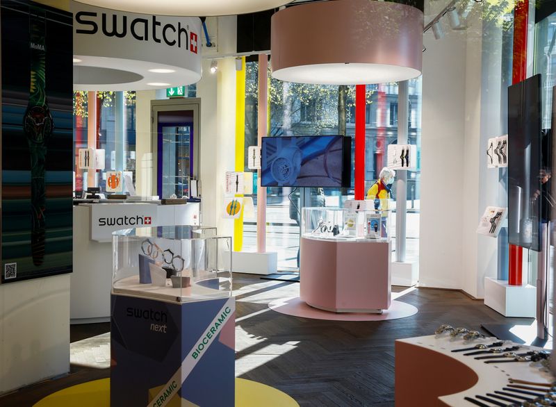 A shop of Swatch is seen in Zurich