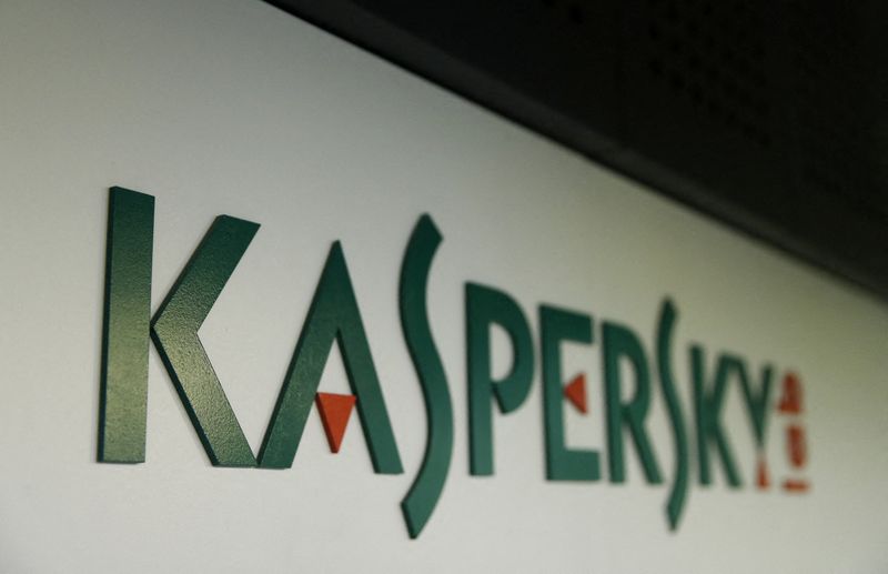 FILE PHOTO: The logo of Russia's Kaspersky Lab is on displayat the company's office in Moscow