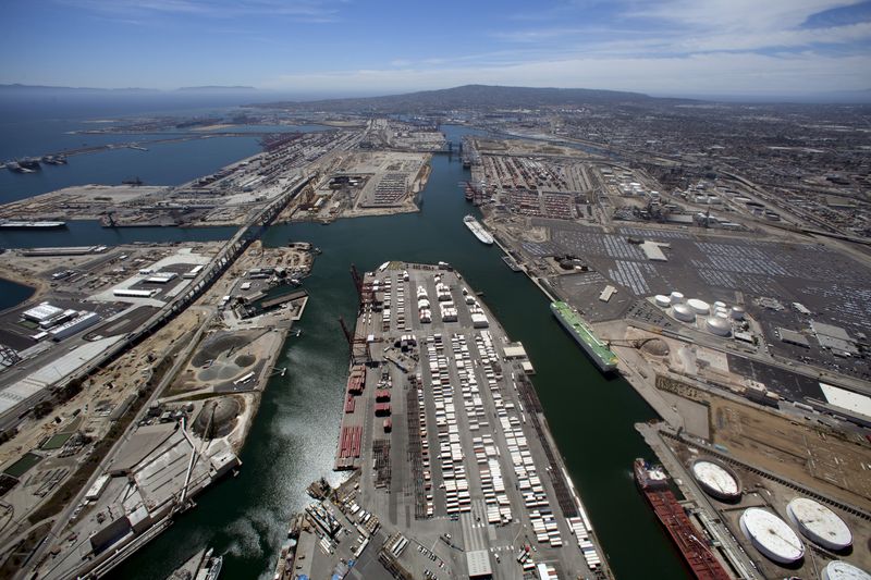 FILE PHOTO: The Port of Long Beach is shown in this aerial photograph  taken above Long Beach, California
