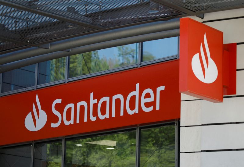 FILE PHOTO: Santander logo is pictured in Warsaw